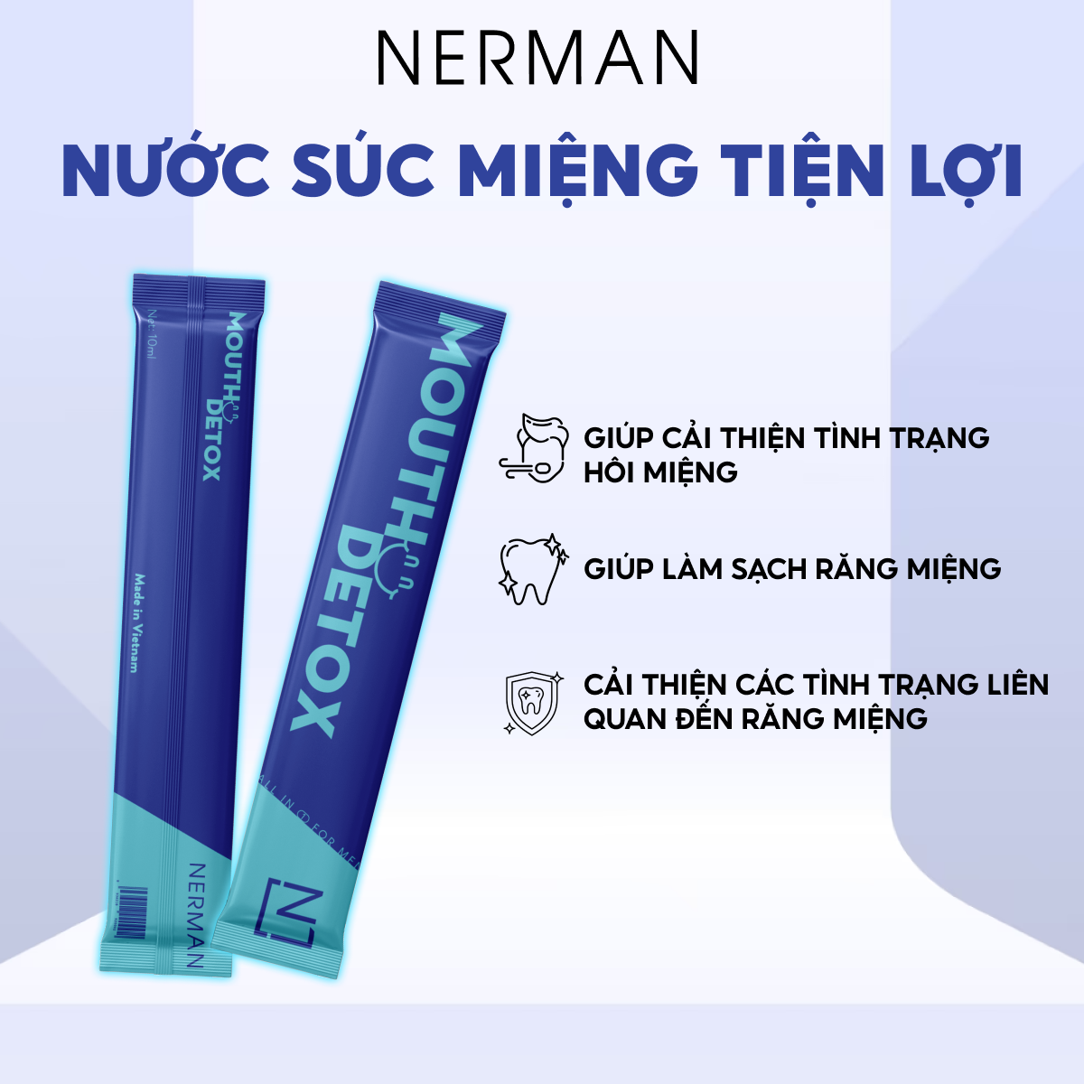 Nước súc miệng dạng gói Mouth Detox Nerman 10ml tiện lợi