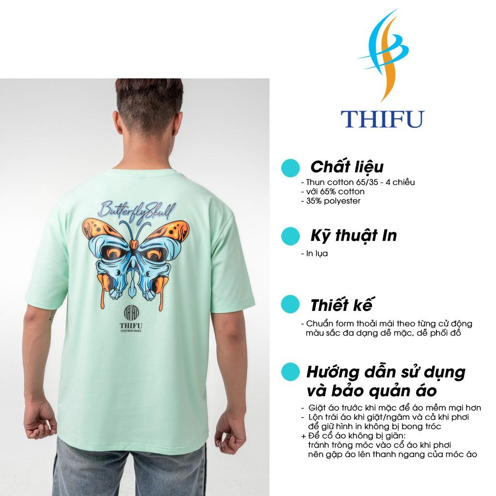 Áo Thun THIFU FASHION Tay Lỡ Hoạ Tiết Hoạt Hình Butterfly Skull Chất Liệu Cotton, Thấm Hút Tốt Phù Hợp Cho Cả Nam Và Nữ