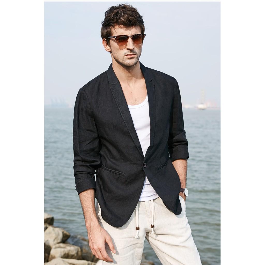 Áo vest balze linen nam túi bổ 1 khuy, chất vải linen mềm mại, thời trang phong cách ttr