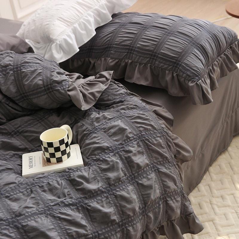 Bộ Chăn Ga Gối Cotton Đũi Bèo Độc Lạ Hàng Nhập Khẩu Cao Cấp 4 Món Vintage