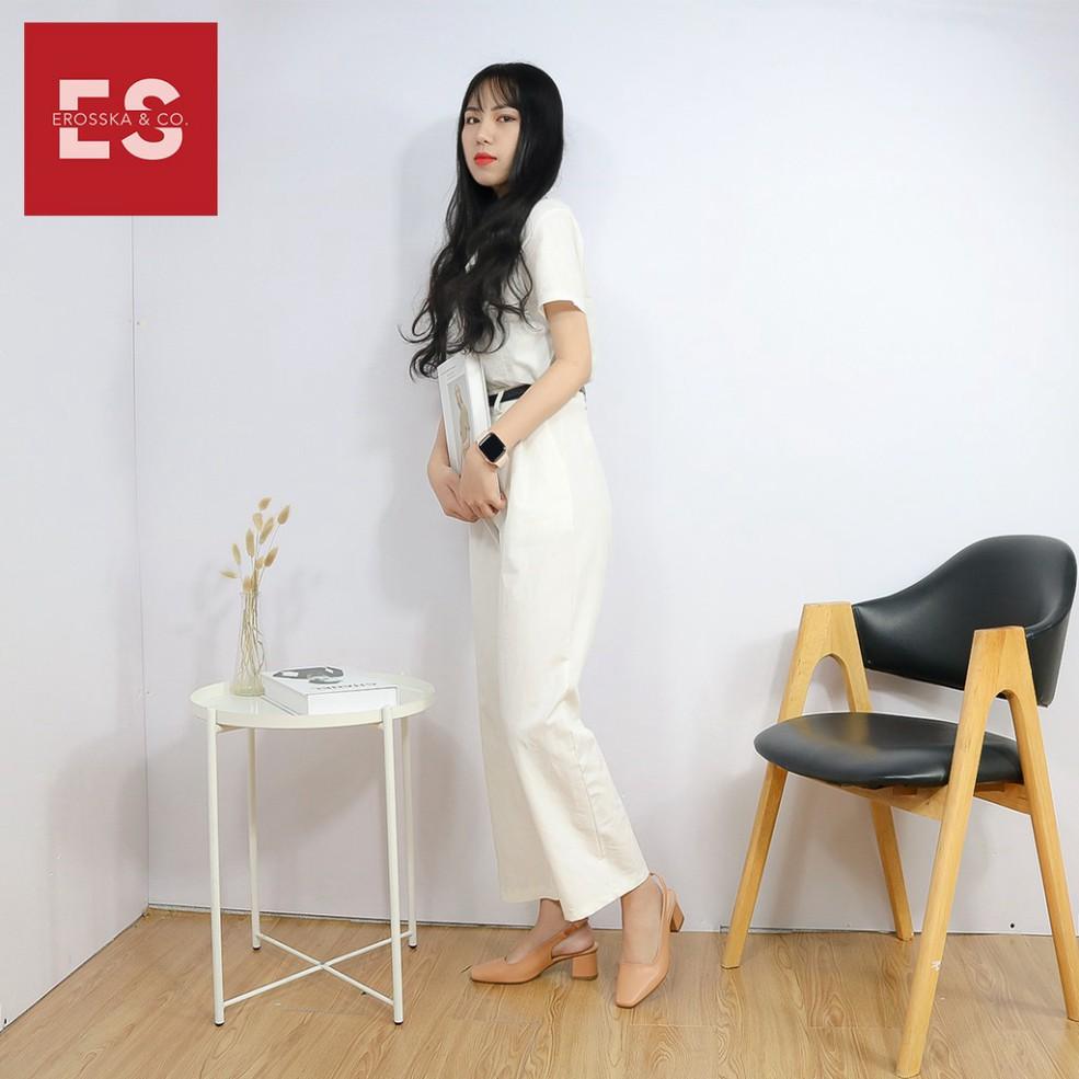 Giày cao gót Erosska mũi vuông gót hở phối dây quai mảnh cao 5cm màu nude - EL016