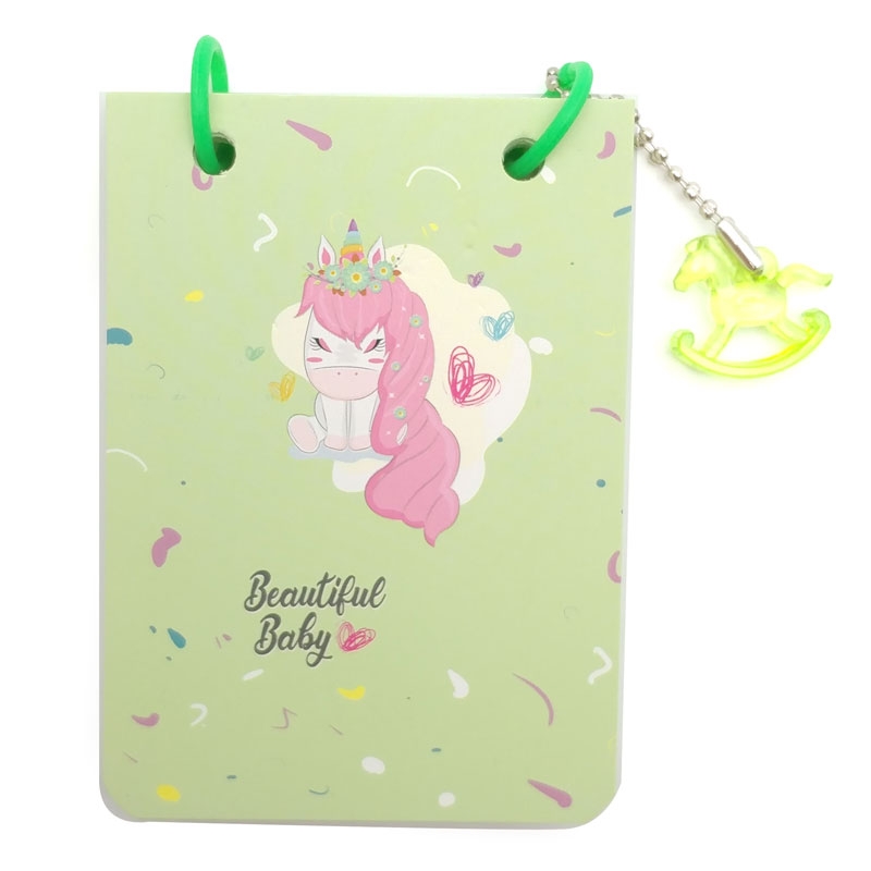Sổ Note Nhí XQA7-958 - Hình Unicorn - Màu Xanh Lá
