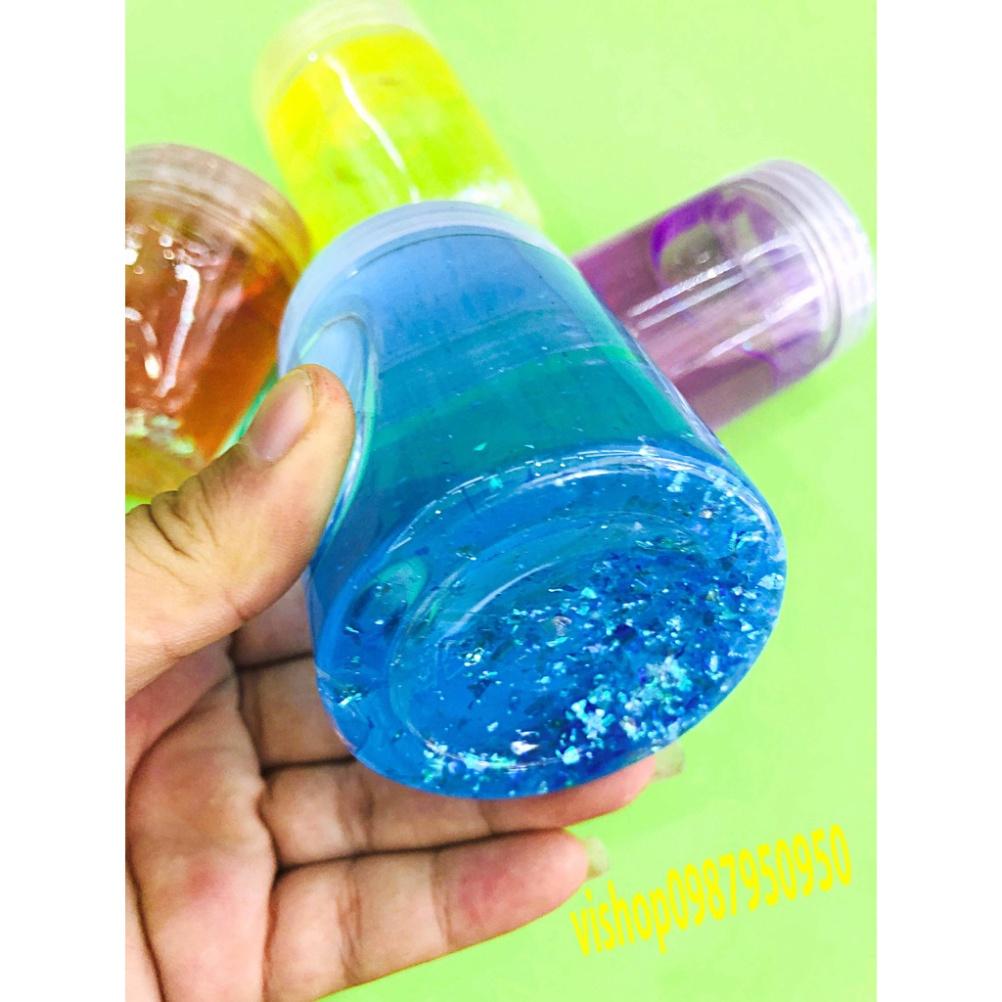 SLIME hình tròn trụ KIM TUYẾN THUỶ TINH 6 màu Slam kiến tạo lạ lùng ấn tượng