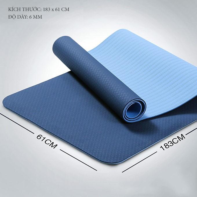 Thảm Tập YoGa -Thảm Tâp GYM 6mm Chống trượt tập thể dục tpe 2 lớp không mùi mẫu mới 2021