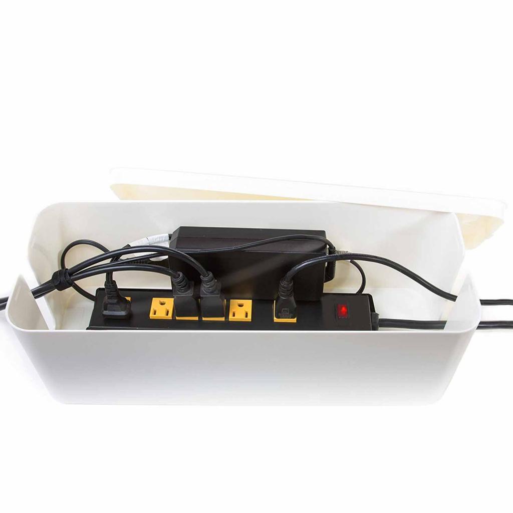 2Pieces Cable Management Box Organizer - 15.7x 6.1x 5.3 inch, Large System to Cover and Hide, Power Strips