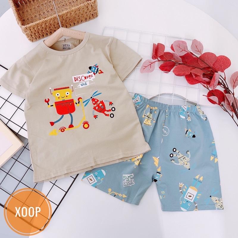 (Nhỡ 16-22kg) Bảng 5 ! Bộ cộc tay cotton xuất hàn quảng châu cho bé có chọn mẫu