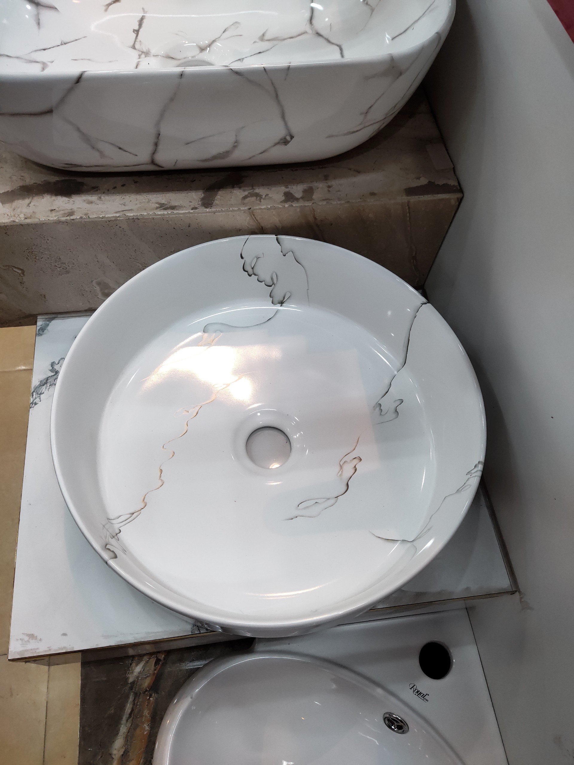 CHẬU LAVABO ĐẶT BÀN HÌNH TRÒN VÂN KHÓI
