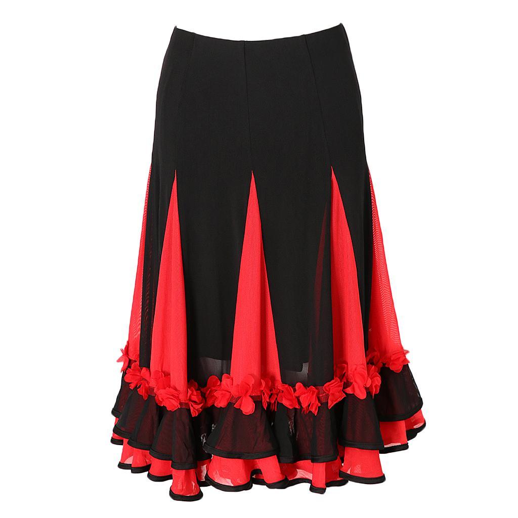 2 Pieces Women Lady Dance Skirt Ballroom Dance Skirt Full Circle Modern Dress Party Costume Dancewear