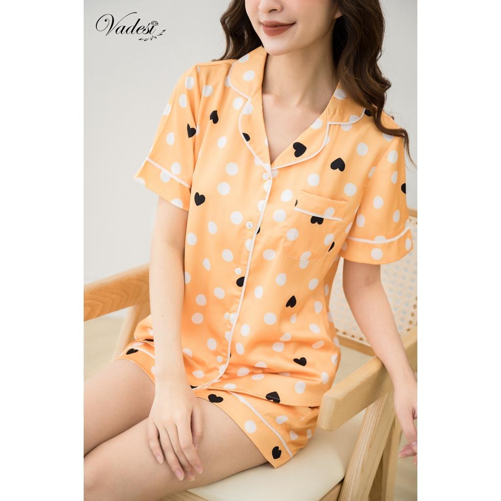 Bộ Pijama Đùi Nữ - Vadesi, Đồ Mặc Nhà Lụa Luxury Cao Cấp Họa Tiết Đẹp