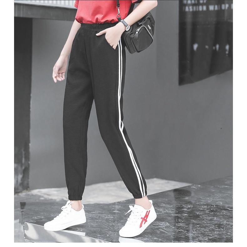 Hàng loại 1: Quần Thể Thao Nữ Bom Gấu Hai Rót Trơn Chất Thun Mát DVGIT  Mặc Đi Chơi Kiểu Dáng Jogger Hàn Quốc - Đen