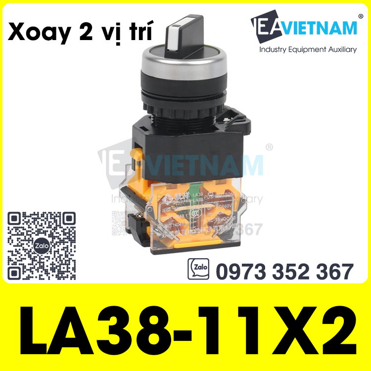 Công tắc xoay 2 vị trí phi 22mm LA38-11X2 / Công tắc nút xoay 2 tiếp điểm 22 mm
