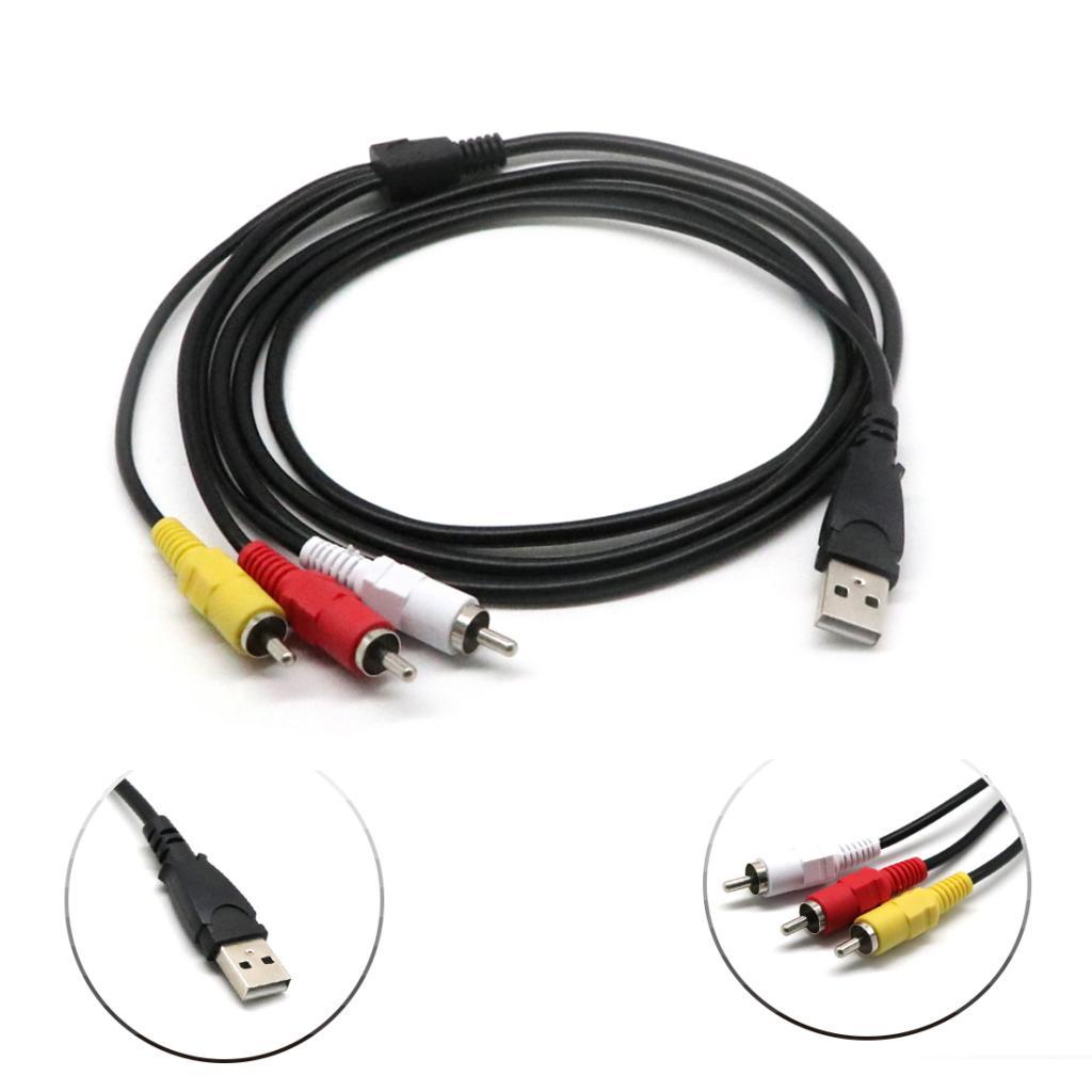 USB Male to 3 RCA female + USB Male to 3 RCA male Cable