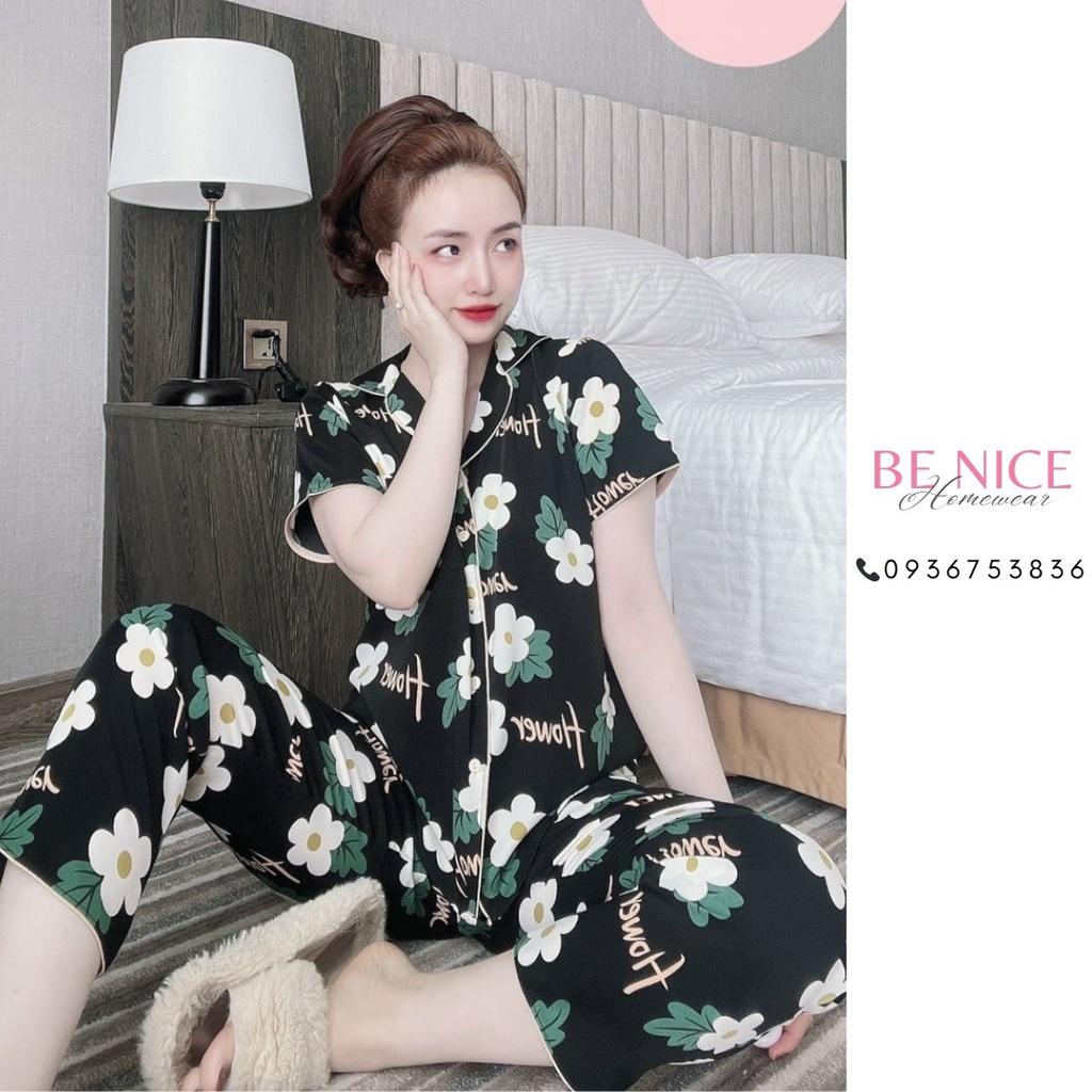 Bộ pijama mặc nhà Be Nice Homewear quần dài tay ngắn chất mango siêu đẹp