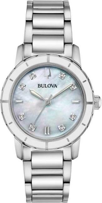 Đồng Hồ Bulova 96P194 Nữ Kính Sapphire Mặt Xà Cừ Đính Diamond 30mm