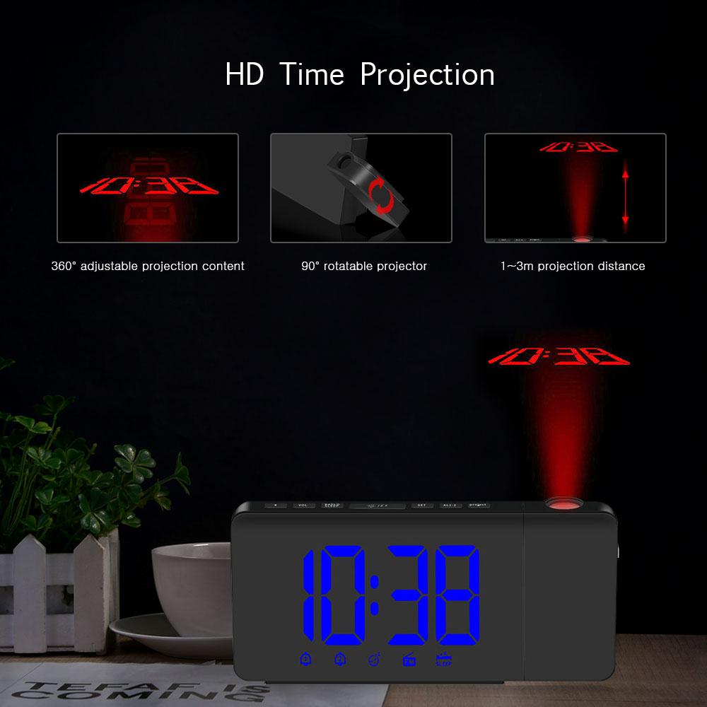 Đồng hồ báo thức đài FM có đèn Led chiếu lên trần, hoạt động bằng USB có thể điều chỉnh độ sáng