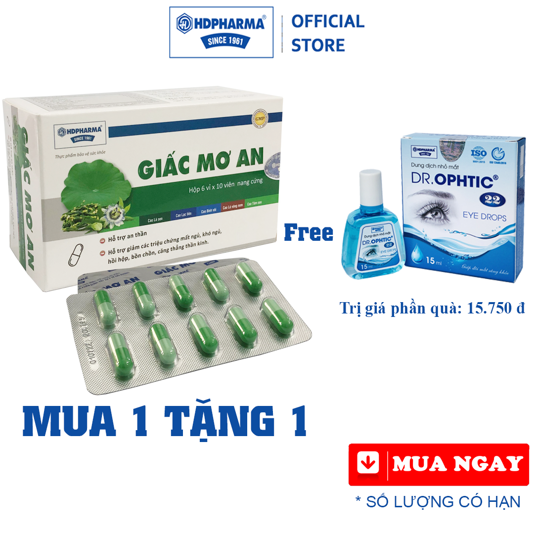 Giấc Mơ An - Hỗ An Thần, Hỗ Trợ Giảm Các Triệu Chứng Mất Ngủ, Khó Ngủ, Bồn Chồn, Hồi Hộp, Căng Thẳng (Hộp 60 Viên)