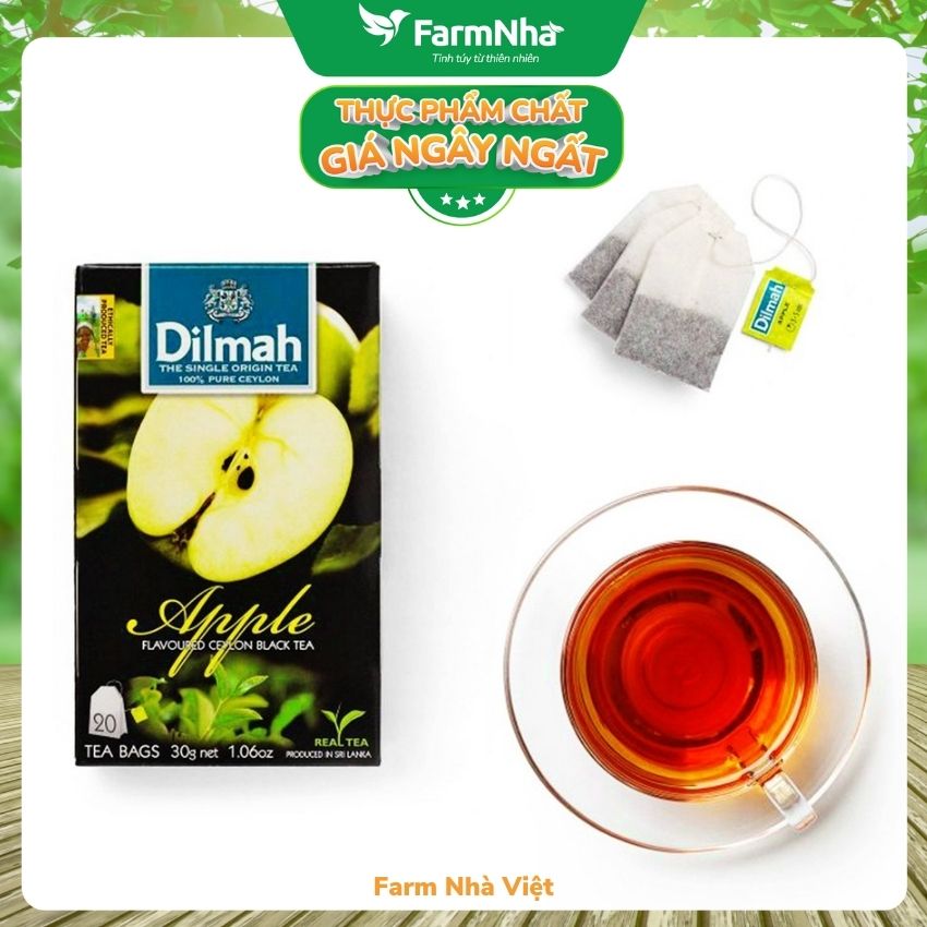 Trà Dilmah Apple (Hương Táo) 30g 20 túi x 1,5gr - Trà đen tinh hoa từ Sri Lanka Nhập Khẩu Chính Hãng