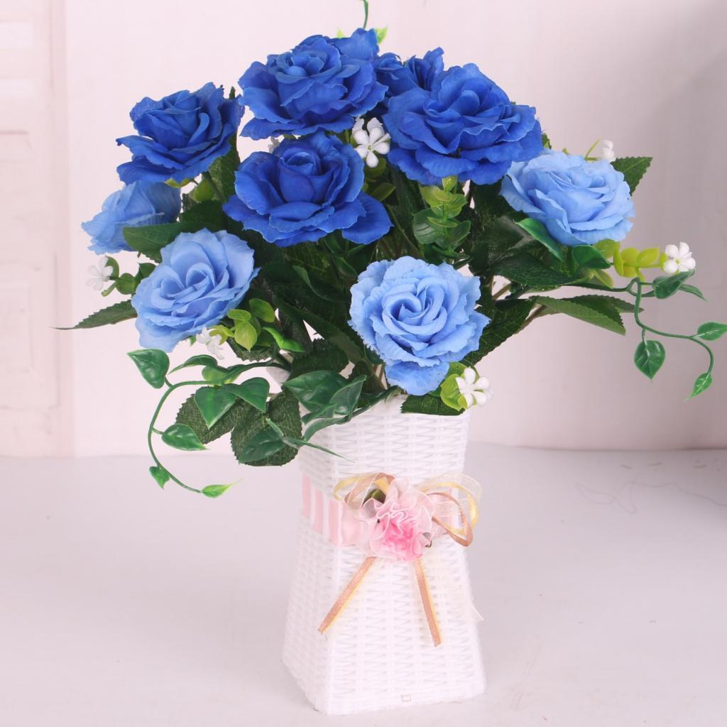 2 Bunch Rose Artificial Silk Flower Bouquet Plant Wedding Decor