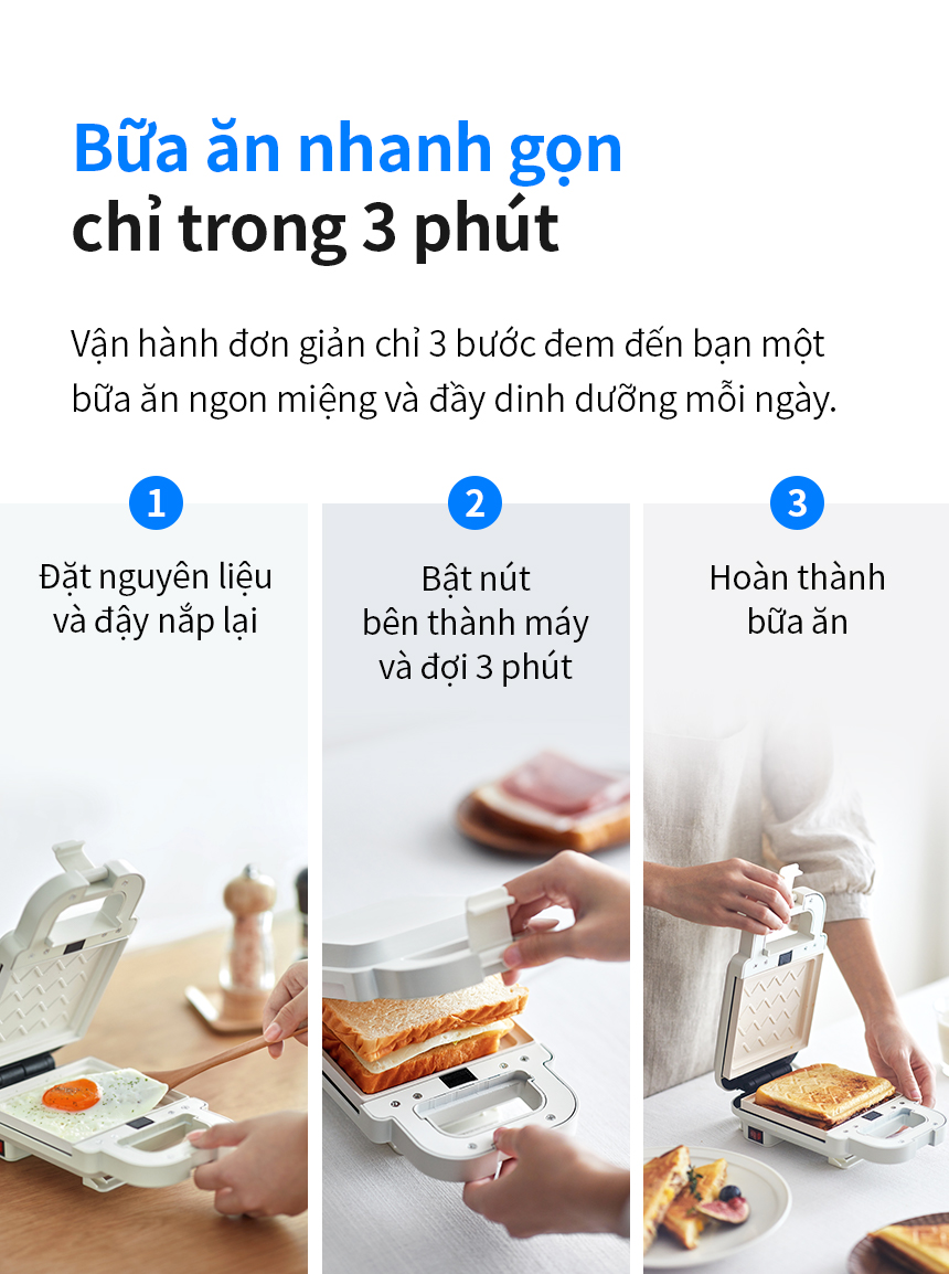 Máy kẹp nướng bánh LocknLock EJB126IVY - Hàng Chính Hãng