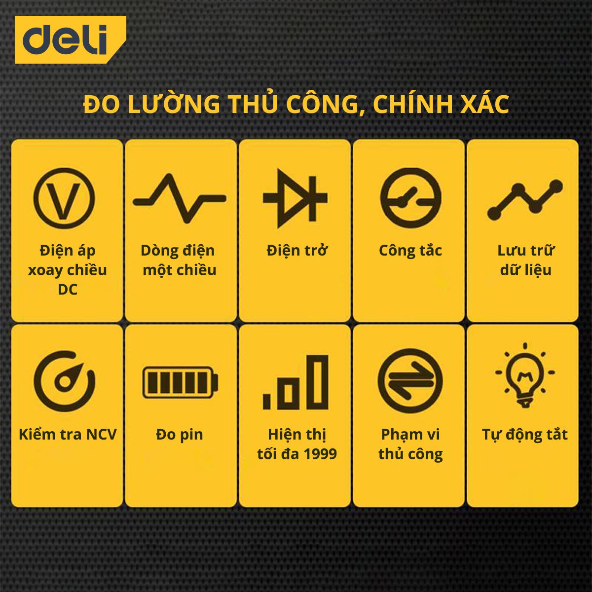 Đồng Hồ Đo Điện Tử Vạn Năng Deli Chính Hãng - Đo Lường Chính Xác, Dễ Dàng Sử Dụng, Màn Hình Hiển Thị Rõ Ràng - DL334001