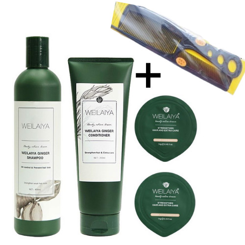 Cặp dầu gội - xả gừng trắng kích mọc tóc Weilaiya Ginger , Tặng kem combo lược