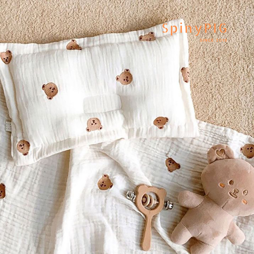 Gối cho bé sơ sinh 0-2 tuổi định hình đầu vải cotton xô cao cấp style Hàn Quốc cực mềm và thoáng khí