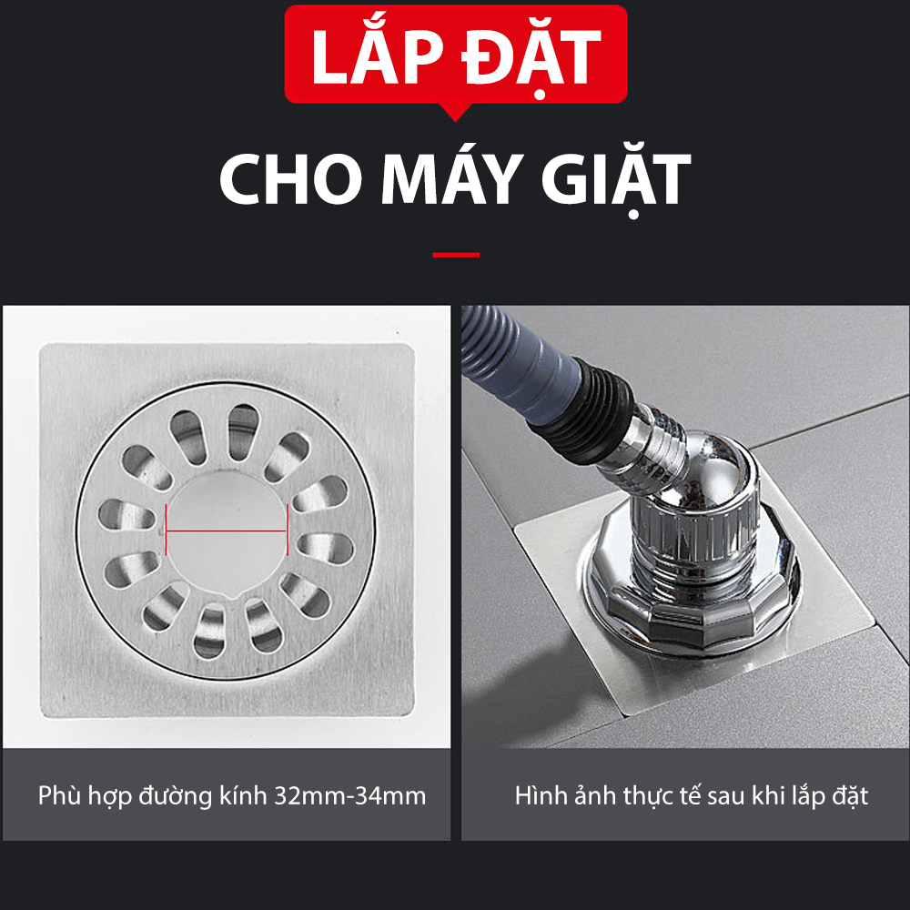 Bộ thoát nước máy giặt, chậu rửa, thoát nước thải kiêm chống mùi hôi, ngăn côn trùng trào ngược, cổ xoay 360 độ, loại đứng MIHOCO 3112