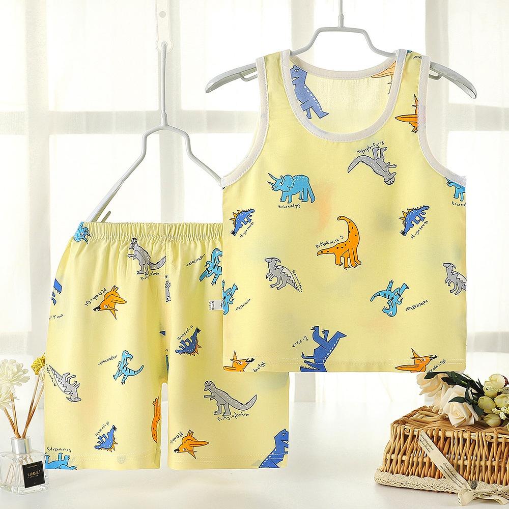 Bộ quần áo bé trai cộc tay vải tole, lanh mềm, mịn, thoáng mát, ít co rút, chất lượng