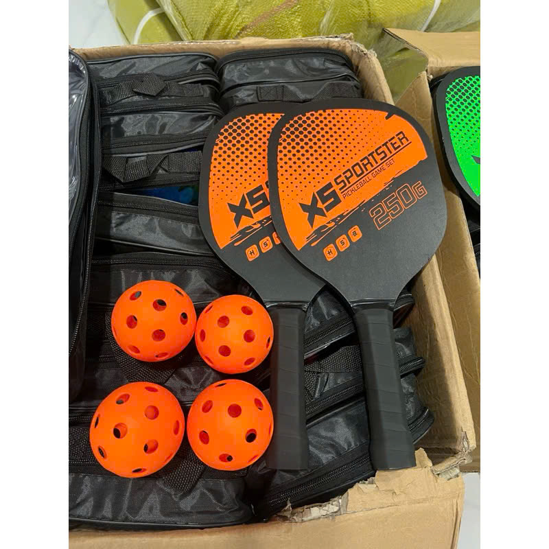 Bộ 2 Vợt Pickleball Sợi Cao Cấp + Kèm Túi Chống Sốc Và 4 Bóng