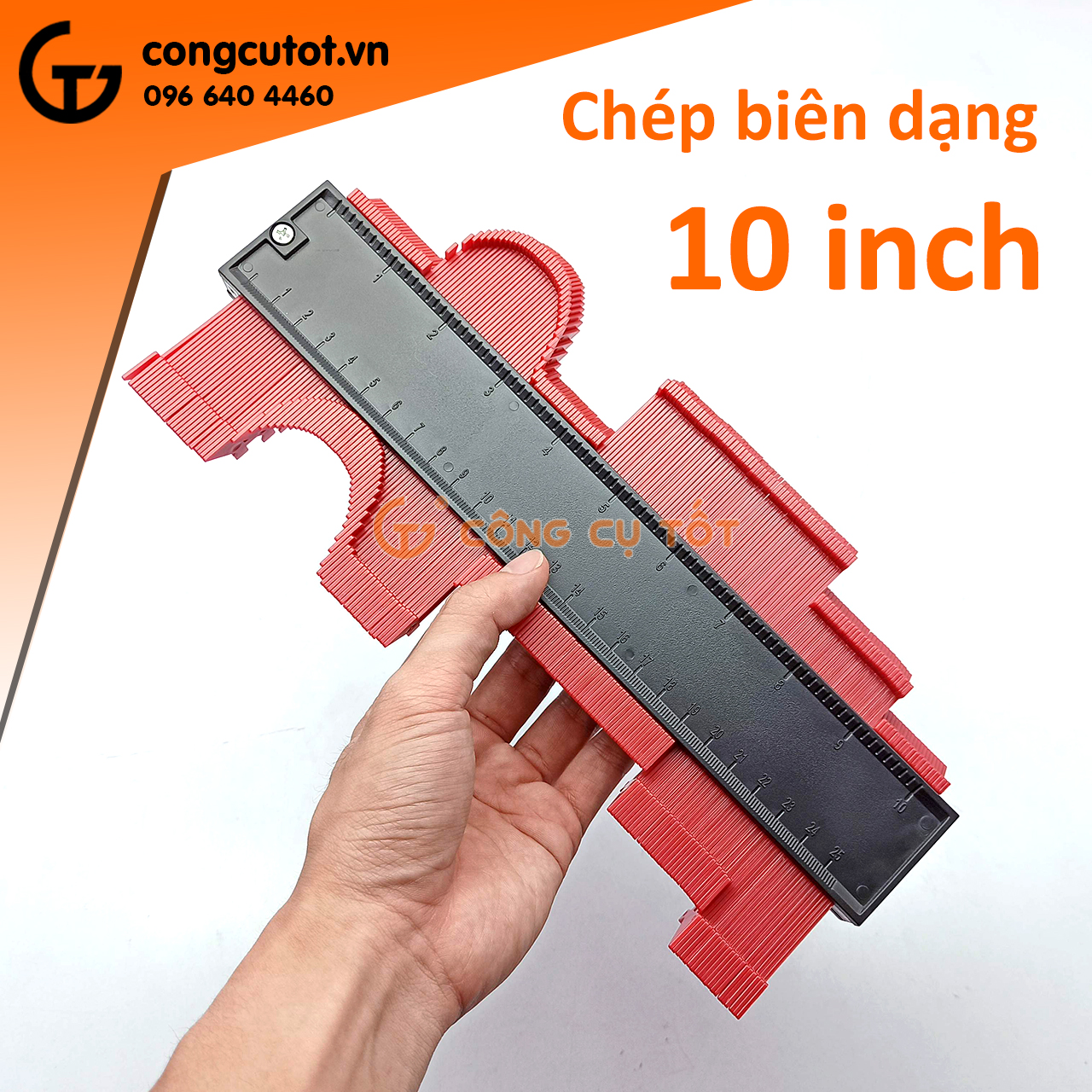 Thước chép biên dạng 10inch 100x255mm nhựa đỏ