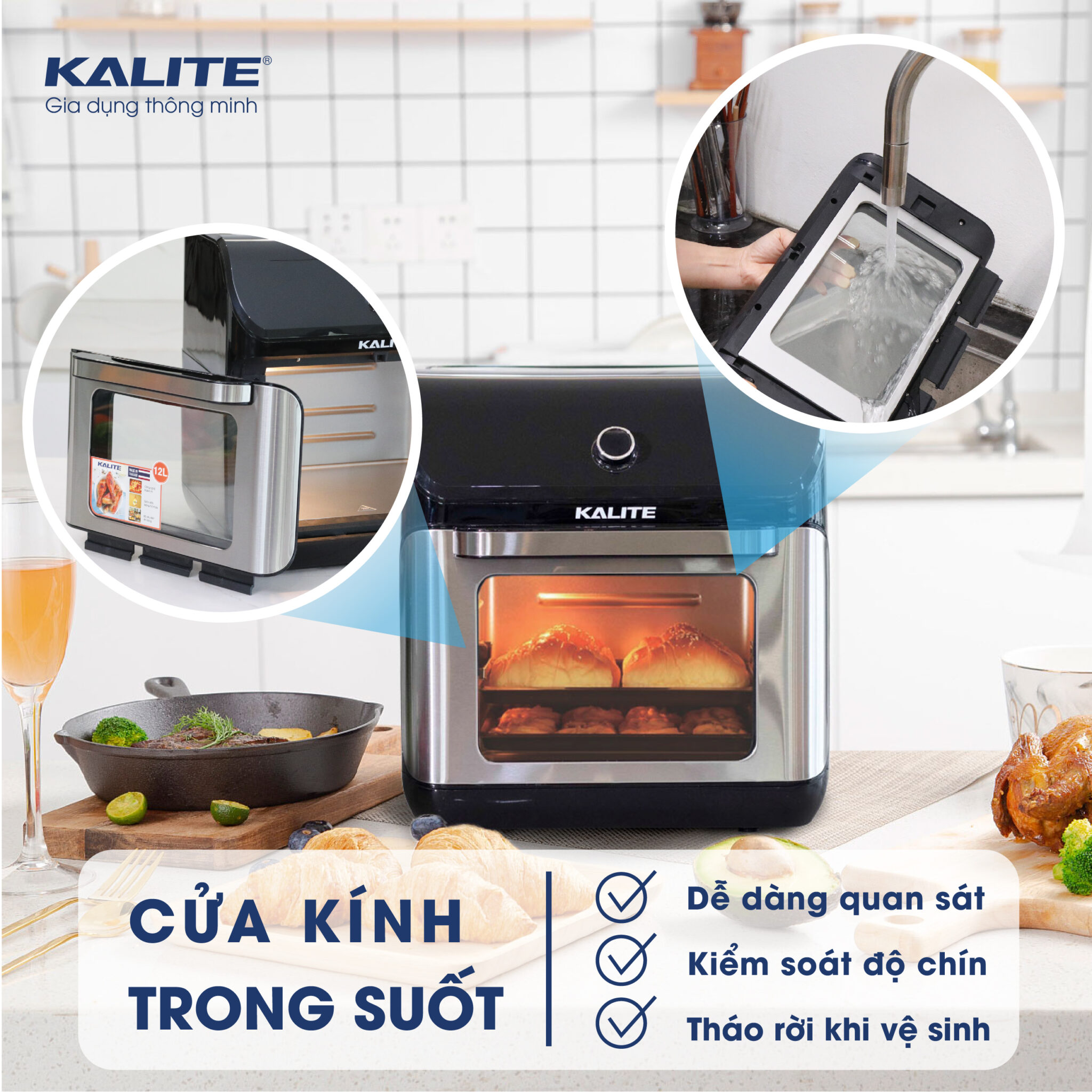 [Hàng chính hãng] Nồi chiên không dầu Kalite KL1200 12L