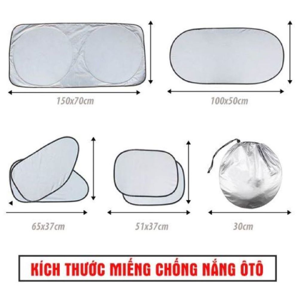 Bộ 6 tấm bạc che nắng phản quang ô tô, Bạt che nắng ô tô gấp gọn tiện lợi, ngăn tia UV nhập thái lan familydecor