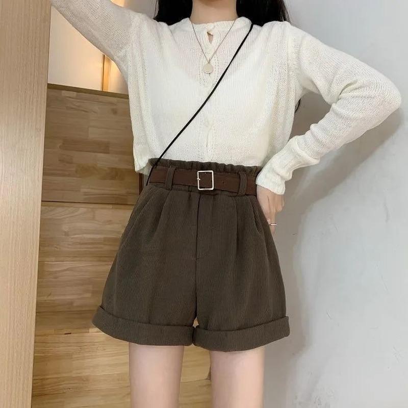 Quần Short Nữ Rời Lưng Thun Chắc Chắn Hợp Thời Trang Phong Cách Hàn Quốc Nữ Đơn Giản Mềm Giày Dạo Phố Tất Cả Trận Đấu Thanh Lịch Đại Học Mùa Thu