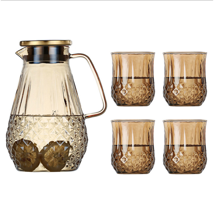 Set bình đựng nước thủy tinh kèm 4 cốc AMBER GLASSWARE 1500ml