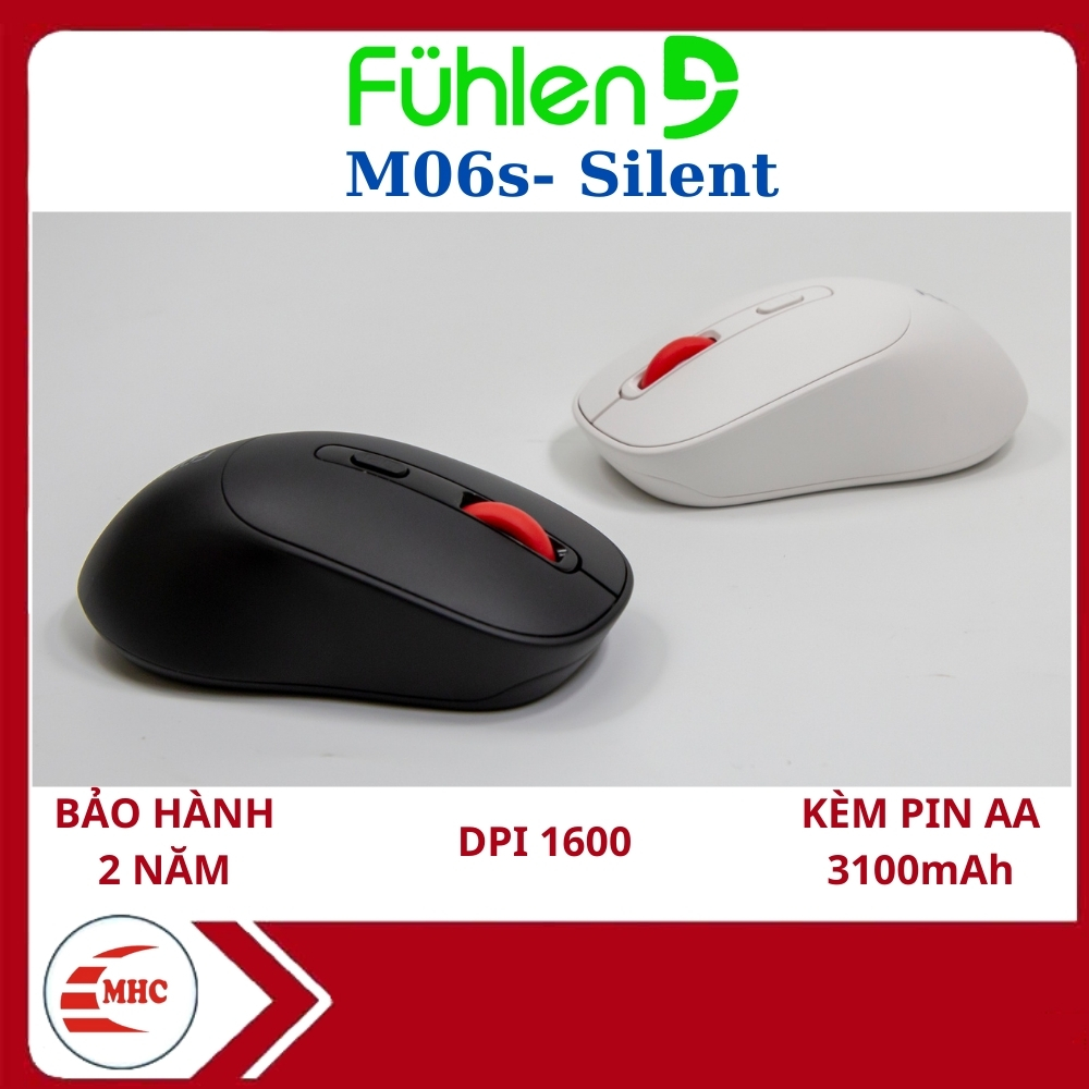 Chuột không dây Silent êm ái Fuhlen M06s Wireless, Tặng kèm pin- Hàng chính hãng