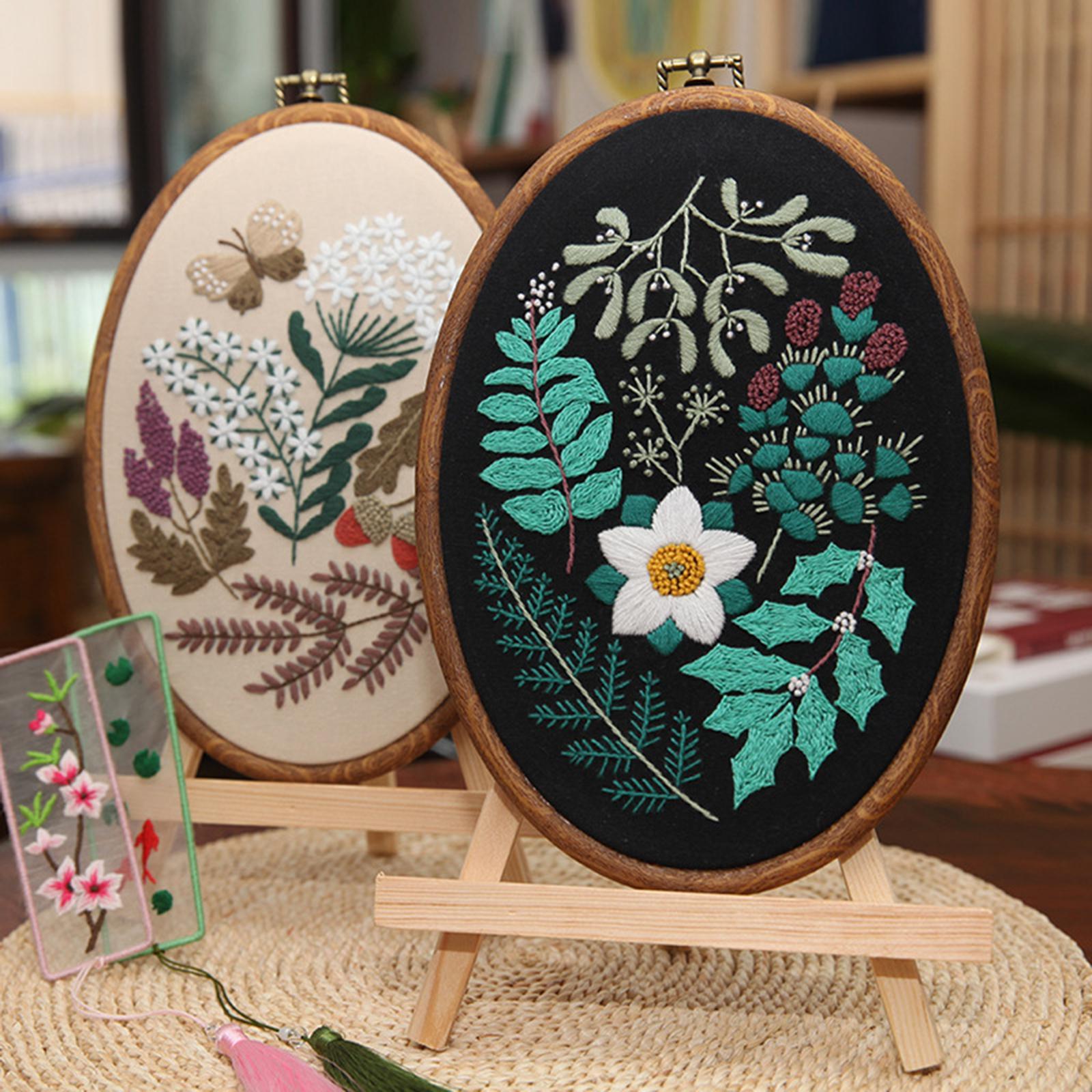 Stamped Embroidery Kit for Beginners with Pattern Floral Cross Stitch kit Starter Kit with Embroidery Hoop, Color Threads