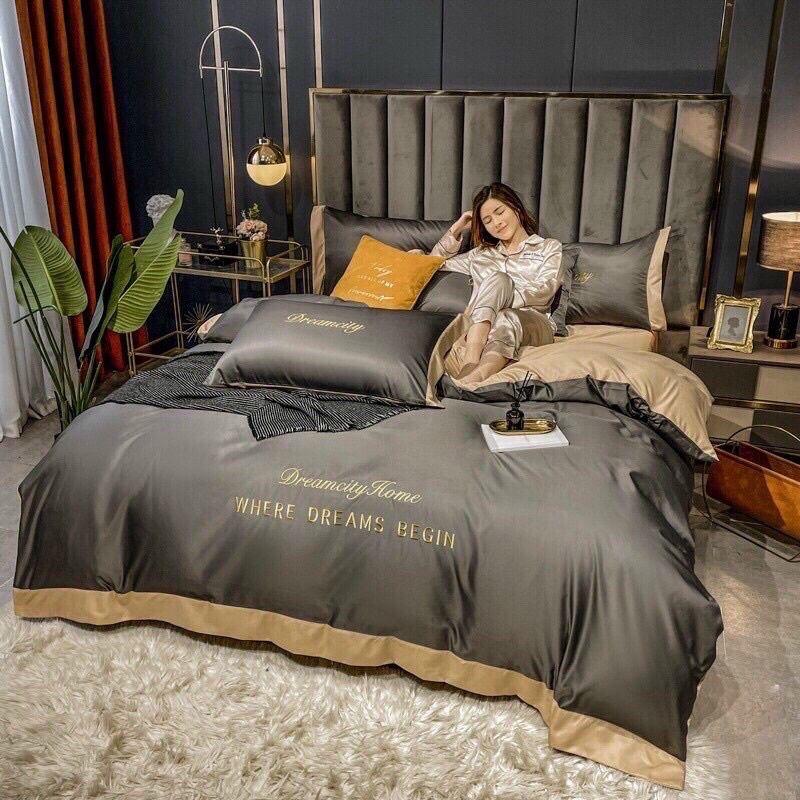Bộ chăn ga gối phi lụa 4 món nhập khẩu.hàg chất lượng cao.decor phòng ngủ thêm sang trọng và quý phái