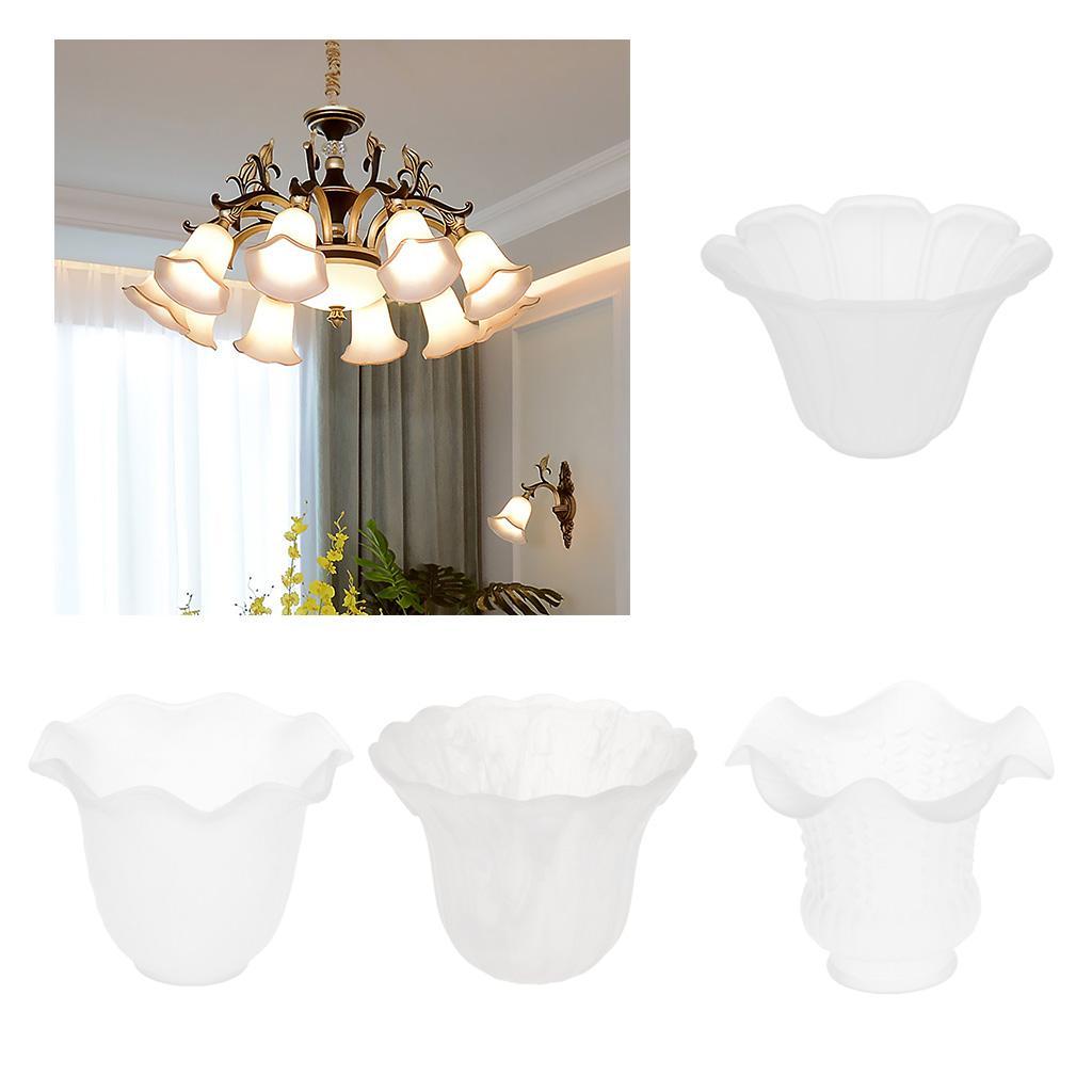 4x Bell Shape Vintage Frosted & Clear Glass Lamp Shade