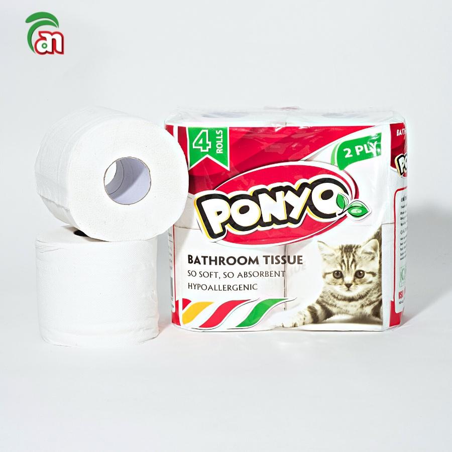 Giấy vệ sinh cuộn nhỏ có lõi cao cấp, mềm mịn, dễ tan trong nước PONYO 2 lớp 4 cuộn/lốc - Thiên An Nam paper