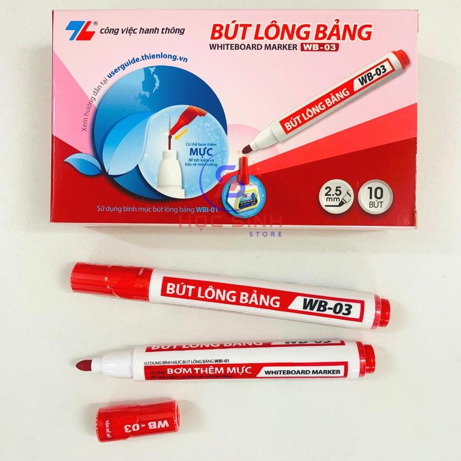 Hộp 10 Cây Bút Lông Bảng WB-03 Thiên Long ( Xanh, Đỏ Đen