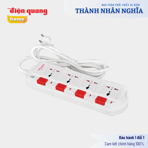 Ổ cắm Điện Quang ĐQ ESK SM740SL (4 lỗ 3 chấu, 4 công tắc)