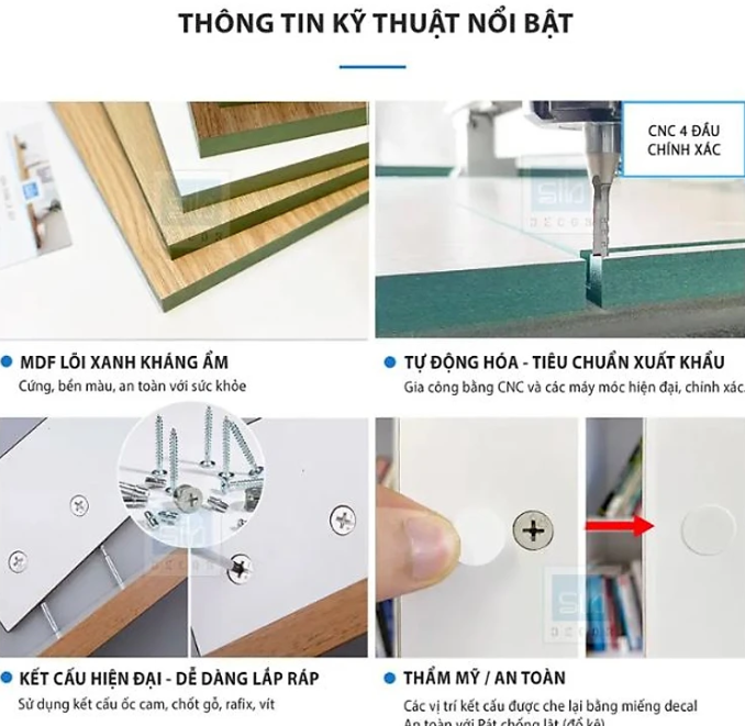 Kệ Sách Gỗ Treo Tường 4 Tầng, Giá Để Sách Trang Trí Cho Bé Tundo CTKT06-120 KT 120 x 82 x 20cm