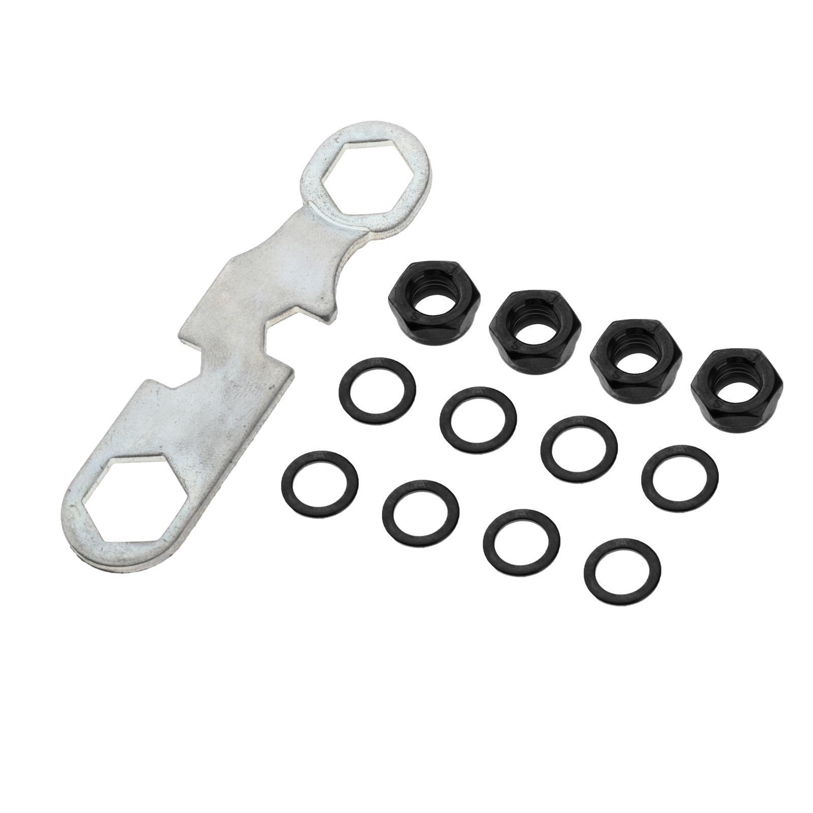 Skateboard Truck Rebuild Kit Washers M8 Nuts and Wrench Tool Black