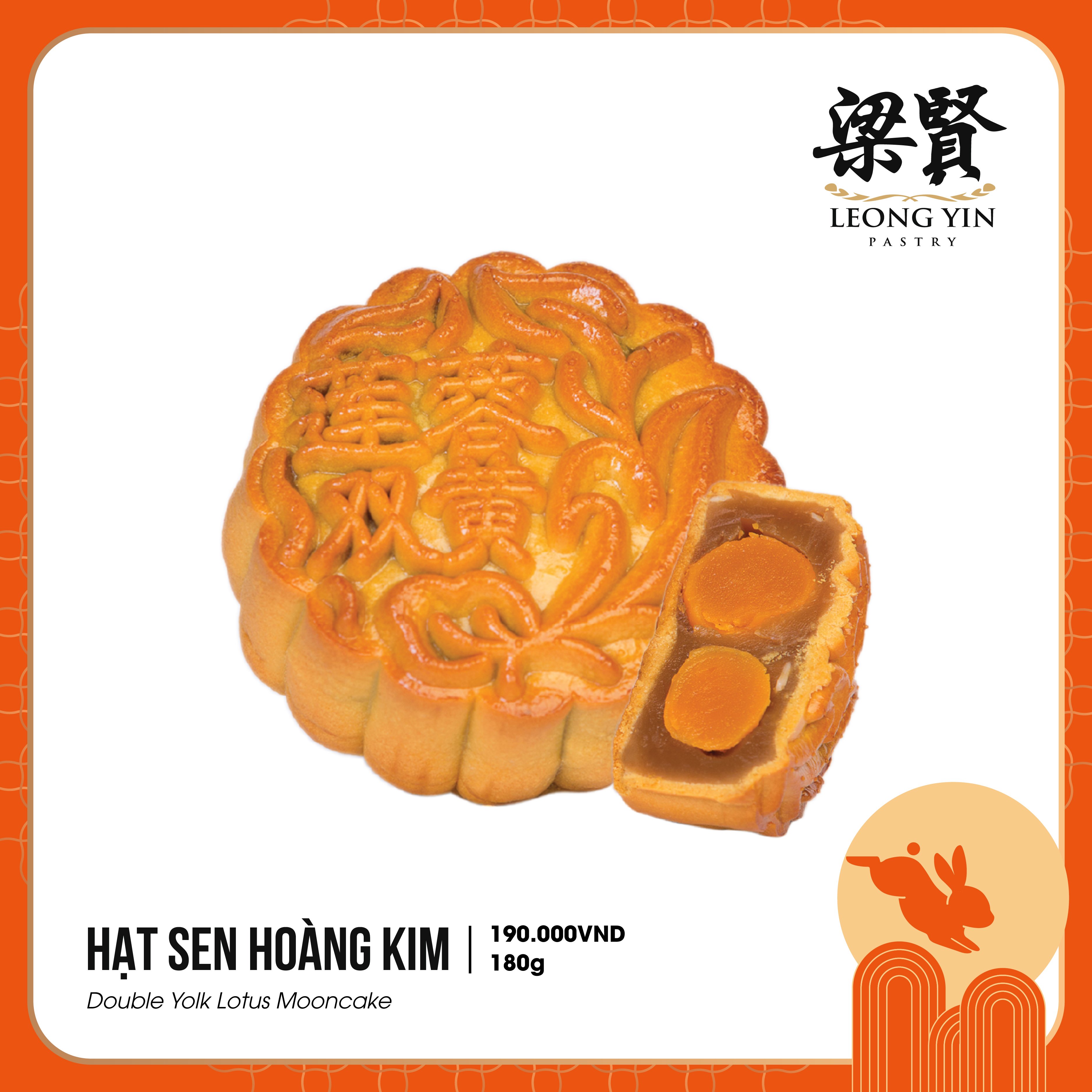 Bánh Trung Thu Leong Yin Double Yolk Lotus Mooncake - Hạt Sen Hoàng Kim 180g