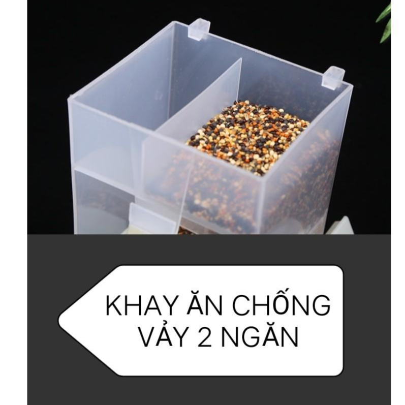 1 CÁI KHAY ĂN CHỐNG VẢY 2 NGĂN CAO CẤP NHẬP KHẨU CHO CHIM,VẸT,YẾN PHỤNG