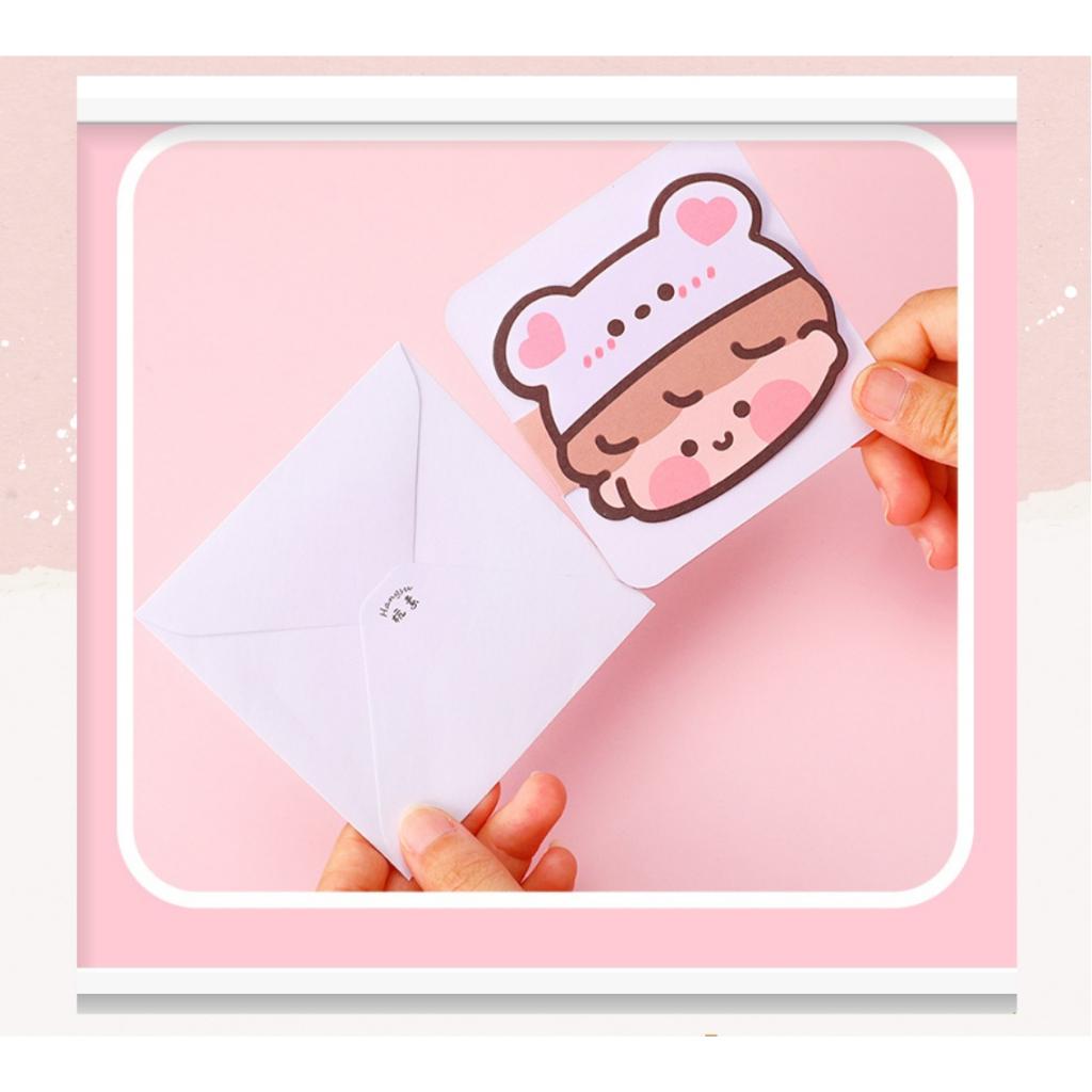 Thiệp cute Kích thước 9.3 CM|  Classy chúc mừng 20-11, Sinh Nhật,  Lễ lạt, Cảm Ơn , Tình Yêu in hình hoạt hình Q941