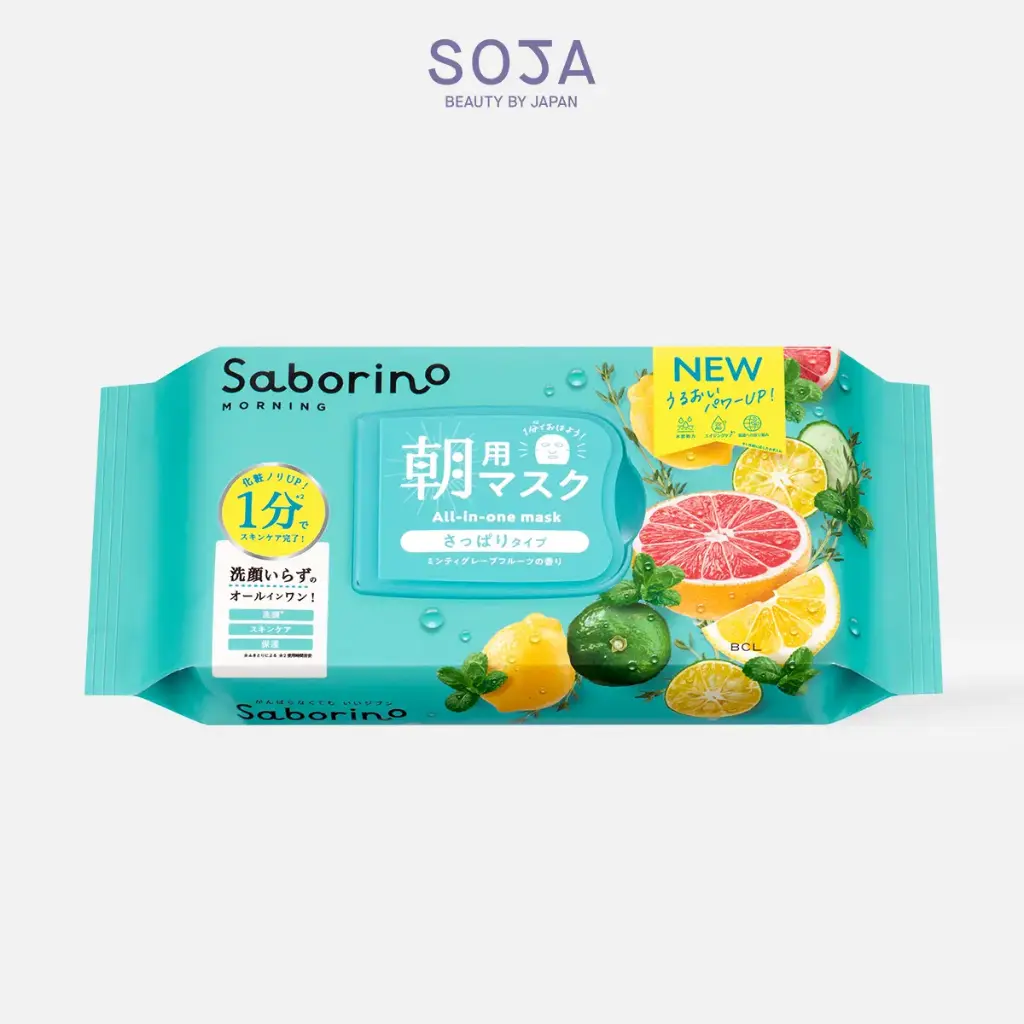 Mặt Nạ Dưỡng Ẩm Buổi Sáng Hương Bạc Hà 32 Miếng Saborino Morning Facial Sheet Mask Minty Fresh N