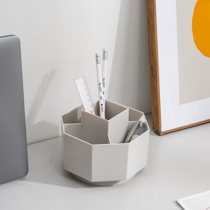 Giá đỡ bút xoay nhựa, người giữ kho văn phòng văn phòng, người giữ bút lưu trữ hình lục giác