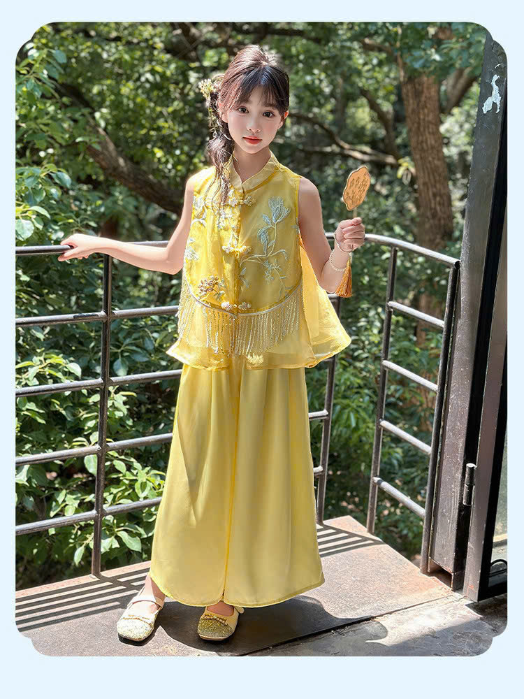 Set bộ cổ trang hanfu phong cách trung hoa cho bé gái diện lễ tết trung thu đẹp size 110-170 hàng Quảng Châu