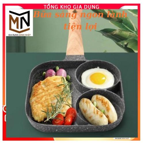 Chảo Chiên Rán Trứng Làm Bánh 3 Ngăn 4 ngăn Chống Dính Loại Đáy Từ Dùng Mọi Loại Bếp